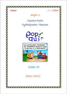 Pop Quiz Pythagorean Theorem  (Week 38 - MYP3 //16-17)