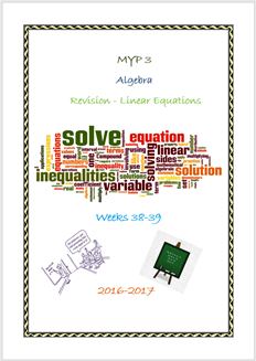 L. Equations Revision (Week 39 - MYP3 //16-17)