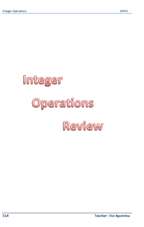 Integer Operations Review