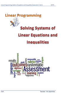 Linear Programming - Systems of equations Assessment (MYP5)